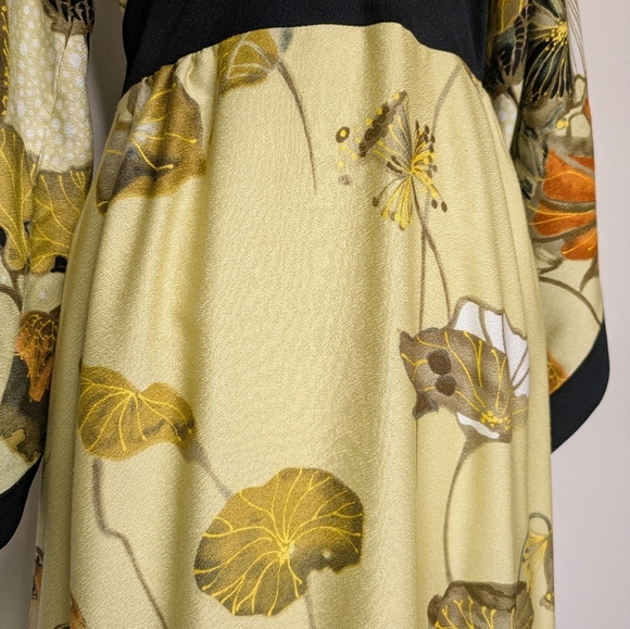 Japanese Style Kimono Maxi Dress Bird Pattern Size XS* 60s-70s - Picture 11 of 17